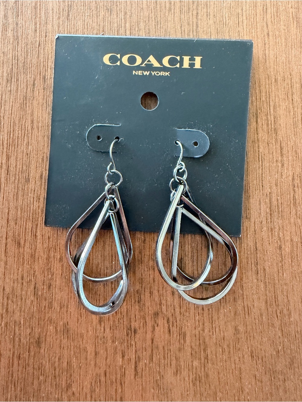 Coach Silver Multi-Loop Teardrop Earrings